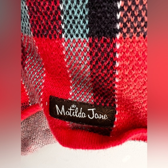 Matilda Jane Steadfast Sweater Plaid Open cardigan Fringe Trim  Size Medium - Picture 6 of 6